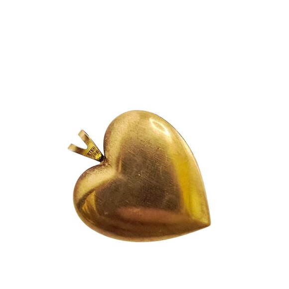 Vintage Gold Wash Over Sterling & Glass Etched Heart Pendant (A8664) - Picture 4 of 6